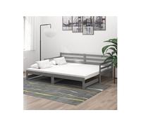 vidaXL Lit coulissant Gris 2x(90x200) cm bois de pin