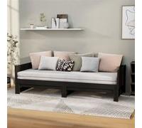 Lit coulissant sans matelas noir 2x(90x190) cm Noir G