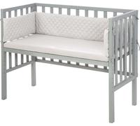 Lit d'appoint 2 en 1 gris « roba Style », pour toutes les hauteurs de lit parental, avec matelas, tour de lit et barrière inclus