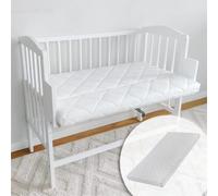 Lit d'appoint pour bébé 90x40 cm avec matelas, transformable en 90x55 cm, hauteur de couchage réglable en 9 positions, également utilisable comme transat, en pin massif blanc