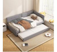 Lit d'appoint 90x200 cm - Canapé-lit avec lit escamotable, style épuré, gris, sans matelas