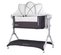 Lit d'appoint Chipolino Electra avec fonction balancelle, musique, panier et moustiquaire, matelas, gris foncé