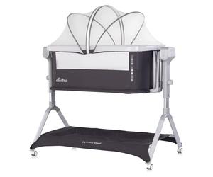 Lit d'appoint Chipolino Electra avec fonction balancelle, musique, panier et moustiquaire, matelas, gris foncé