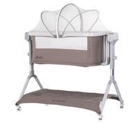 Lit d'appoint Chipolino Electra avec fonction balancelle, musique, panier et moustiquaire, matelas marron clair