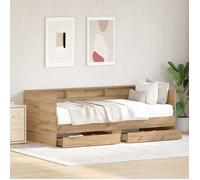 Lit d'appoint en bois d'ingénierie - UU - 90x190 cm - Chêne artisanal - Avec tiroir - Transformable en canapé - Durable