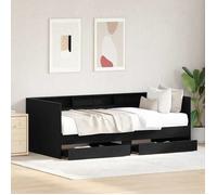 Lit d'appoint en bois d'ingénierie - UU - Chêne noir - 100x200 cm - Avec tiroir - 203x110x73 cm - Lit large