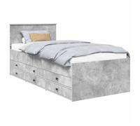 Lit d'appoint en bois d'ingénierie - vidaXL - Gris béton et Noir - 193x78x90 cm - Réglable 90,4-100 cm