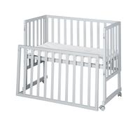 Roba Lit cododo safe asleep® 45×90 cm 3en1 – Hauteur réglable, matelas et barrière – Bois gris
