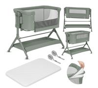 Lit d'appoint Lionelo Leonie Plus 3 en 1, jusqu'à 9 kg, autoportant, avec 6 niveaux de réglage en hauteur - Vert