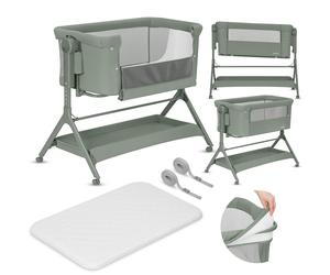 Lit d'appoint Lionelo Leonie Plus 3 en 1, jusqu'à 9 kg, autoportant, avec 6 niveaux de réglage en hauteur - Vert