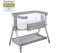 Lionelo LUNA Lit Bebe Indépendant, Jusqu’à 9kg Fixation au Lit des Parents | Du Nouveau-Né à 9 kg, Cododo avec Matelas, Co-Sleeping, Hauteur et Inclinaison Réglables, 4 Roues avec Blocage, Aéré