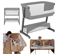 Lionelo Thomi Plus 5in1 Lit d'enfant, Lit d'appoint jusqu'à 9kg, , Lit de voyage, Parc jusqu'à 15kg, Canapé jusqu'à 100kg, Lit d'appoint, Réglable en hauteur - Gris