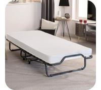 Lit d'appoint pliable et pliable, lit de voyage avec cadre en acier, matelas | 80x200 cm, comprenant une housse de protection et un matelas en mousse de 10,5 cm d'épaisseur. Facile à installer, durabl