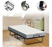 Lit d'appoint Pliable Lit pliant Lit simple Lit de camp lit Canapé Matelas Lit invité Matelas pliant Lit en métal 90x200cm