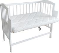 Lit d'appoint pour bébé 90x40 cm avec matelas, transformable en 90x55 cm, hauteur de couchage réglable en 9 positions, également utilisable comme transat, en pin massif blanc