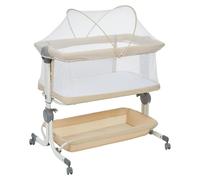 Lit d'appoint pour bébé - Lit bébé/berceau 3 en 1 - Réglable en hauteur - Portable - Avec roulettes - Moustiquaire - Inclinaison anti-reflux - Kaki