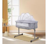 Lit d'appoint pour bébé - Lit d'enfant - Dès la naissance - 0 à 1 an - Jusqu'à 60 kg - Structure métallique - Gris