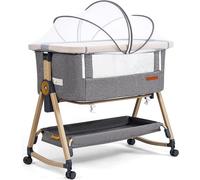 Lit d'appoint pour bébé – Lit polyvalent, convertible en lit de voyage et en berceau, comprenant matelas et moustiquaire – Réglable en hauteur, avec roulettes, pliable et livré avec une sacoche de tra