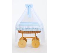Lit de bébé Deluxe MY SWEET BABY Naturel Bleu avec Baldaquin et Matelas Premium