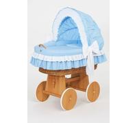 Lit de bébé MY SWEET BABY en fibres naturelles Bleu avec toit mobile et matelas PREMIUM