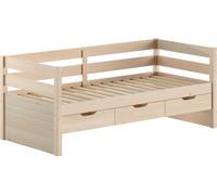 Lit de cabine Maggie - avec 3 étagères - 90 x 200 - pin massif - pin laiteux