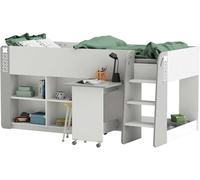 Lit de camp HAMPTON - Mdf - Blanc / Gris - 90x200 cm
