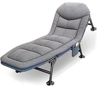 Lit de camp pliable, 190x68x30 cm. Transat de jardin pliable, léger, jusqu'à 150 kg. Transat de jardin pliable avec matelas. Lit de camping réglable. Transat de camping (gris)