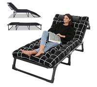 Lit de camping pliant, chaise longue d'extérieur robuste portable, chaise longue d'extérieur et lit de camp, idéale pour le bureau, la piscine, la plage ou la terrasse 75 cm