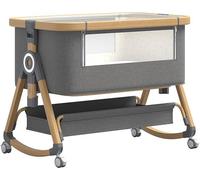 Lit de cododo 3 en 1, berceau portable pour bébé avec moustiquaire respirante et drap, lit de voyage réglable avec panier de rangement (version haute, couleur gris)