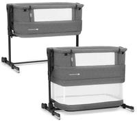 Lit de cododo pour bébé – Lit évolutif 3-en-1, transformable en lit pour bébé et en lit pour enfant, avec hauteur réglable et matelas – Gris