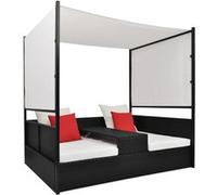 Lit de jardin avec auvent Noir 190x130 cm Résine tressée Noir G