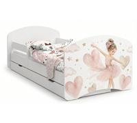 Lit de jeu et lit de transition 140 x 70 cm | Matelas et espace de rangement inclus | Lit d'enfant sécurisé « Ours et Lapin »