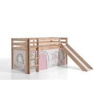Lit de jeu Pino incl. toboggan avec set textile rideau "Birdy