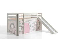 Lit de jeu Pino incl. toboggan avec set textile rideau "Birdy