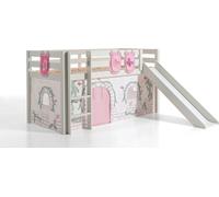 Lit de jeu Pino incl. toboggan avec set textile rideau et 3 sacs "Birdy
