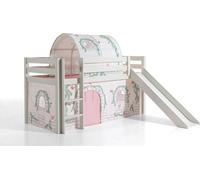 Lit de jeu Pino incl. toboggan avec set textile rideau et tunnel "Birdy