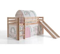 Lit de jeu Pino incl. toboggan avec set textile rideau et tunnel "Birdy