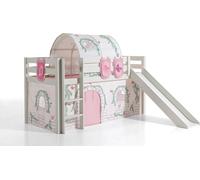 Lit de jeu Pino incl. toboggan avec set textile rideau, tunnel et 3 sacs "Birdy