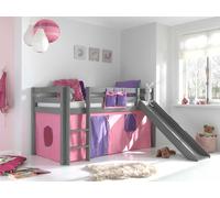 Lit de jeu Vipack Pino, incl. sommier à lattes, surface de couchage 90 x 200 cm avec toboggan et set textile "Bella
