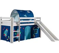 Lit de jeu Vipack Pino incl. toboggan, surface de couchage 90x200 cm avec set textile rideau et tunnel "Astro