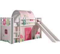 Lit de jeu Vipack Pino incl. toboggan, surface de couchage 90x200 cm avec set textile rideau, tunnel et 3 sacs "Spring