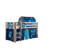 Lit de jeu Vipack Pino, surface de couchage 90x200 cm avec set textile rideau, tunnel et 3 sacs "Astro