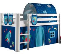 Lit de jeu Vipack Pino, surface de couchage 90x200 cm avec set textile rideau, tunnel et 3 sacs "Astro