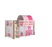 Lit de jeu Vipack Pino, surface de couchage 90x200 cm avec set textile rideau, tunnel et 3 sacs "Princes