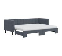 Lit de Jour avec gigogne et Matelas Gris foncé 80x200cm Velours 2 en 1 canapé-lit avec Cadre en Bois Massif et métal Design Moderne pour Chambre Salon Multifonction