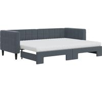Lit de jour avec gigogne et matelas gris foncé 80x200cm velours