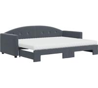 Lit de jour avec gigogne et matelas gris foncé 80x200cm velours