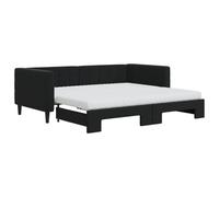 Lit de jour avec gigogne et matelas noir 90x190 cm velours