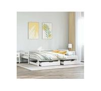 Lit de jour avec gigogne et tiroirs sans matelas blanc 80x200cm 3302149