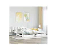Lit de jour avec gigogne et tiroirs sans matelas blanc 90x190cm 3302224
